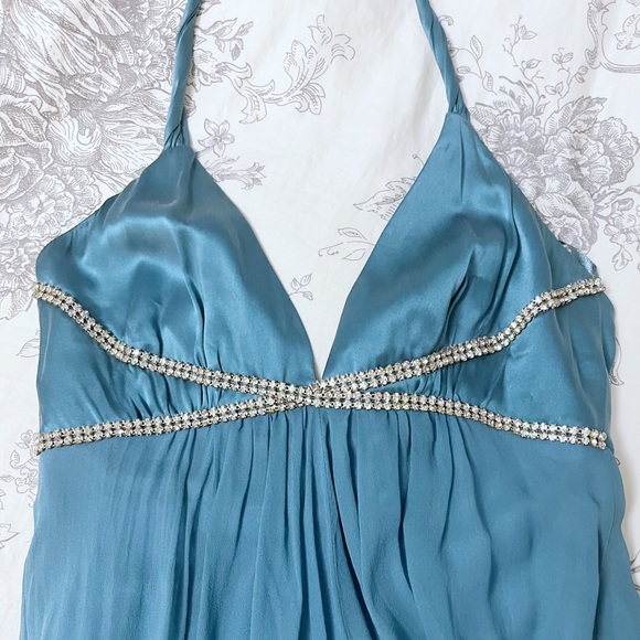 Haylie and Zoe Turquoise Halter Dress - Picture 3 of 6